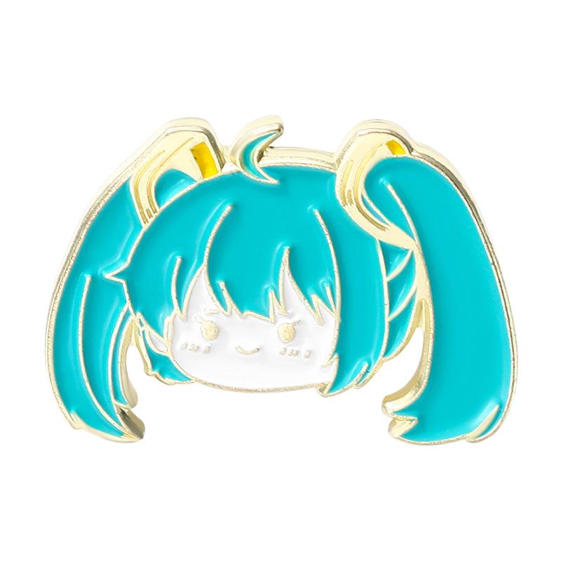 

Miku Hatsune Charming Doll Head Brooch Unique Alloy Pin Unisex Badge Decorative