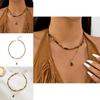 Tiger Eye Beaded Necklace With Steel Pendant Geometric Design For Fashion Casual Wear