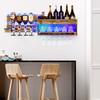 Yorbay Casier à Bouteilles Mural avec Éclairage LED, Étagère à Vin avec Distributeurs de Boissons, Porte-Bouteilles et Porte-Verres