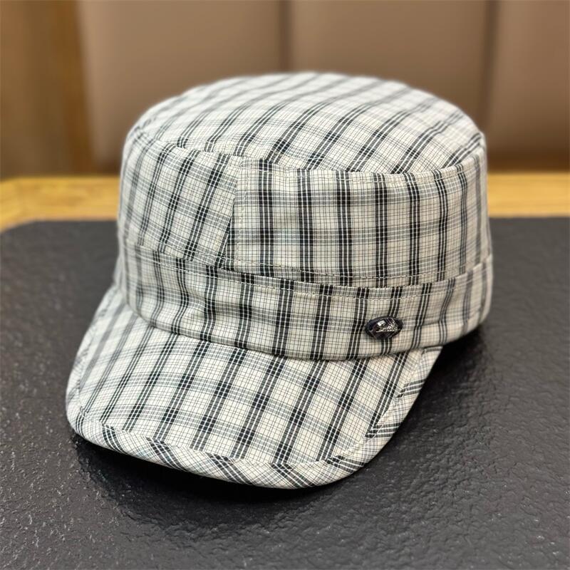 

New Thin Plaid Flat Top Beret Hat Women Vintage Newsboy Cap Luxury Casual All-match Painter Hat 56-58cm чорний