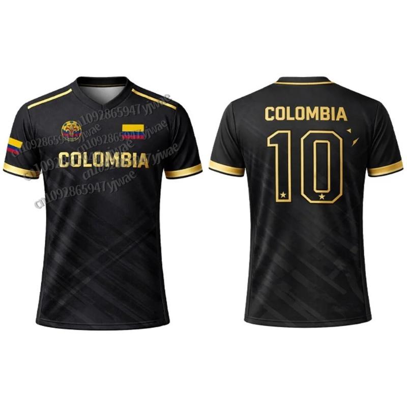 Kolumbien Flagge 3D Gedrucktes Trikot Herren Outdoor Sport Atmungsaktiv Kurzarm Fußball Trainingsshirt Unisex Lässiges V-Ausschnitt T-Shirt