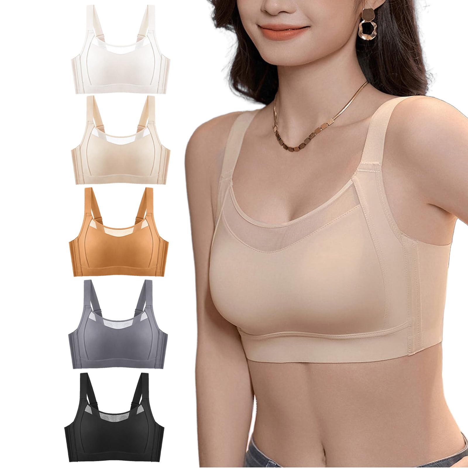 

Veimia Sports High Side Firm Night Sports Plus Size L Bra, Non-Slip, Smaller-Looking Bra, Wireless, Design, Support, Non-Constricting, Stretchy,