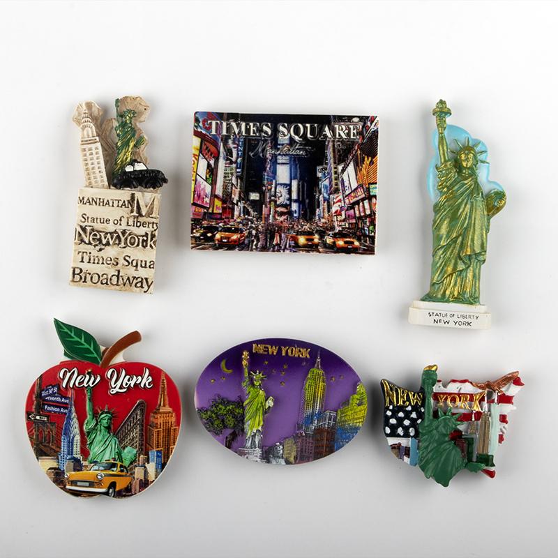 The United States 3d Refrigerator Sticker Travel Collection Souvenir New York Fridge Magnets Times Square Statue of Liberty Shap