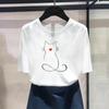 (Asian Size) Fashion Print Female Cat Lovely Style Trend 90s Casual Women's Top Casual T Clothing Graphic Tee S… More