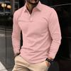 Fashionable Men's Polo Shirt Men's Long-Sleeved Sports Top Solid-Colour Loose-Fit Tops