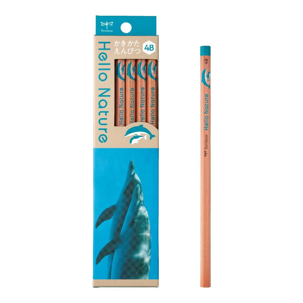 Tombow Pencil Writing Pencils 4B Hello Nature Bottlenose Dolphin 1 Dozen (Dolphin Pattern) KB-KHNDL2-4B