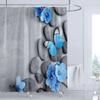 Blue Butterfly Shower Curtain with Hook - Modern Plant Floral Design, Printed Polyester Fabric Bathroom Decoration Curtain