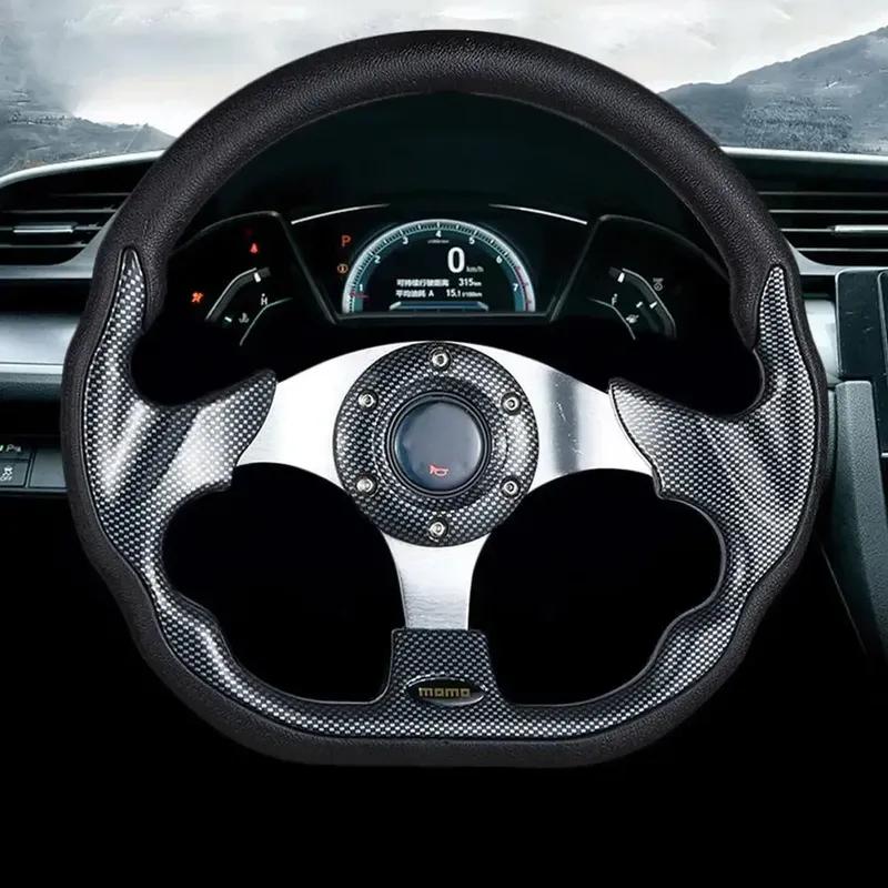 1pcs Universal 13" 320mm Racing Sports Car Steering Wheel with Horn Button Carbon Fiber