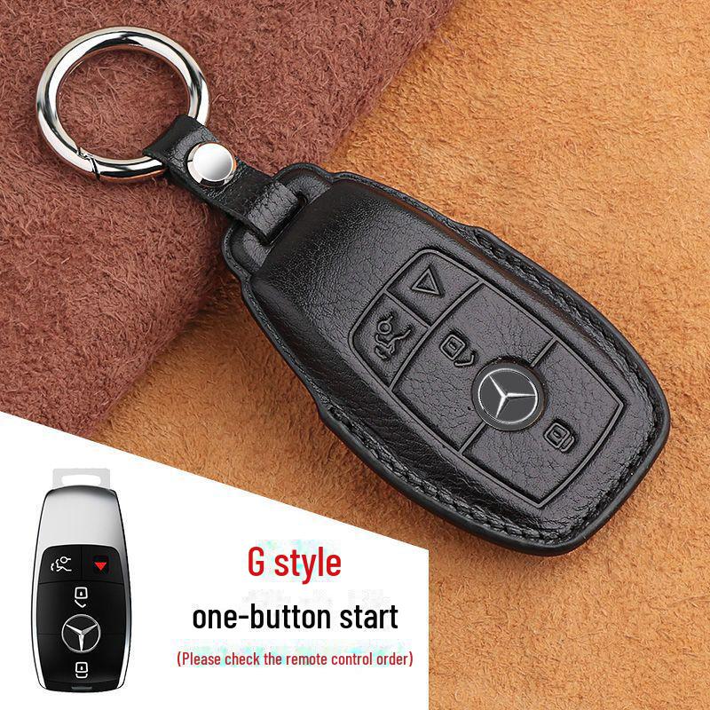 

Кожаный чехол для ключа для Mercedes Benz C260L, E300L, C200GLB, A200LS, GLC260, GLE350, GLA - Class, с пряжкой. Black