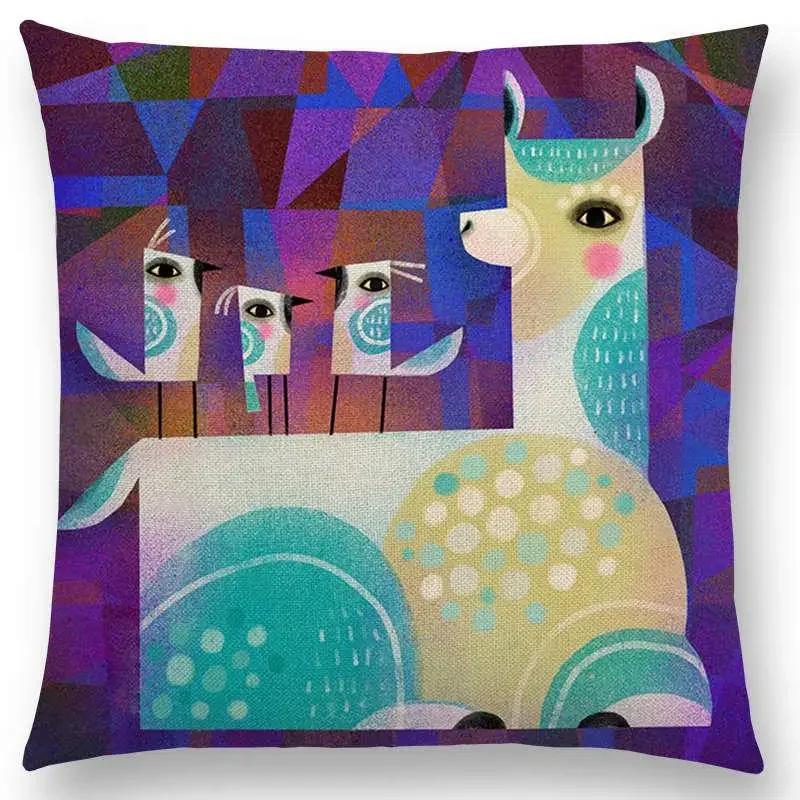 

Абстрактная Фантазийные Животные Живопись Наволочка Альпака Лев Тукан Лиса Птица Кот Собака Лошадь Кролик Чехол для Подушки на Диван Hogar 30x30cm бежевый