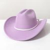 New soft woolen hat for women, spring and autumn travel hat, men's jazz hat, woolen flat-top cowboy hat