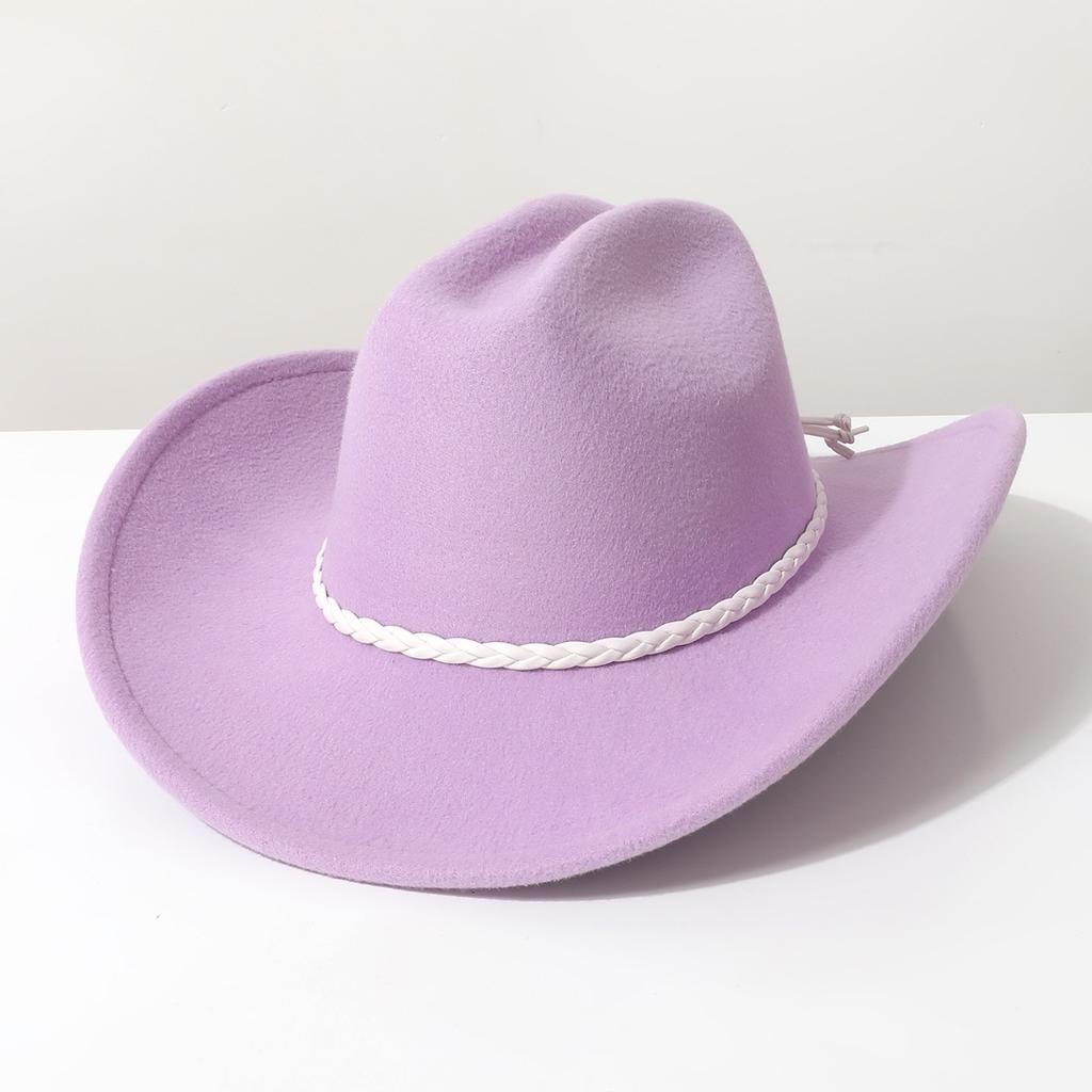 New soft woolen hat for women, spring and autumn travel hat, men's jazz hat, woolen flat-top cowboy hat