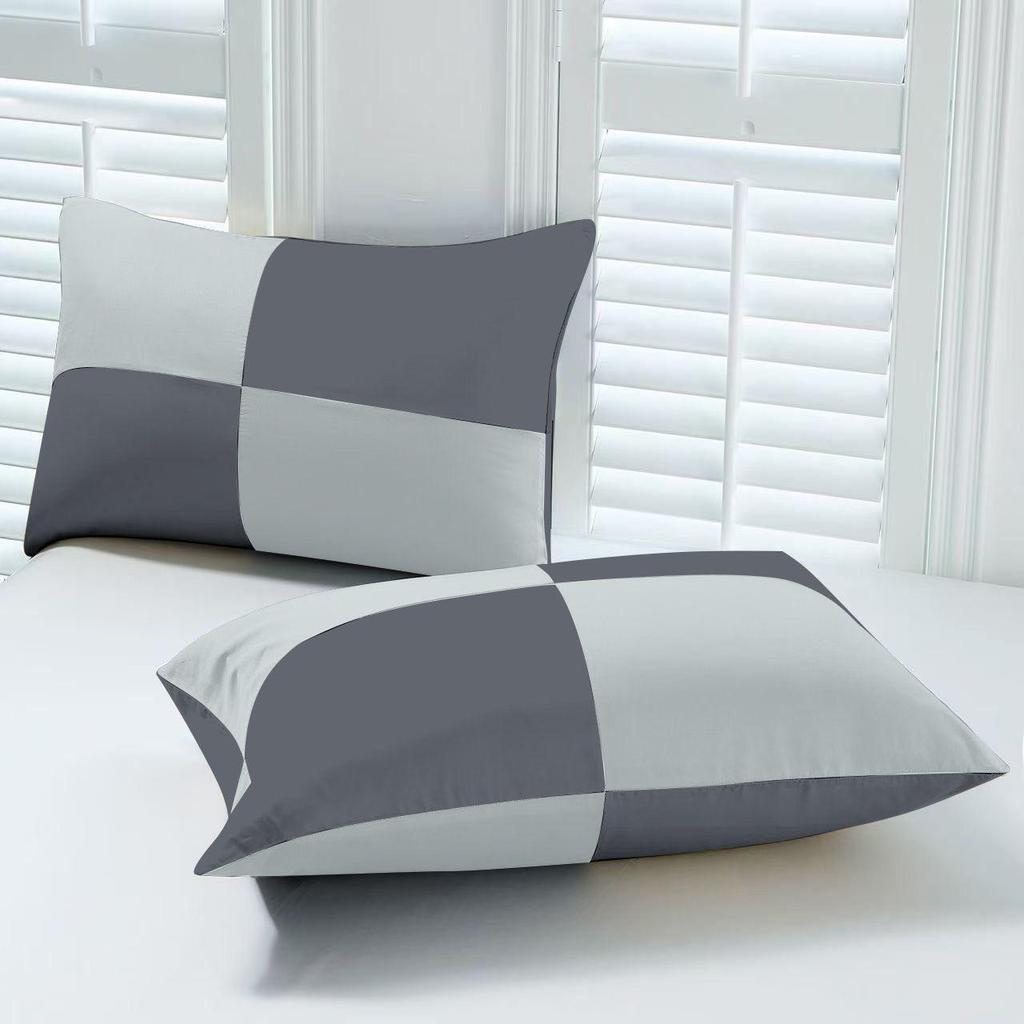 Set of Two Silky Soft Bamboo Fiber Patchwork Pillowcases with a Cool Feel
