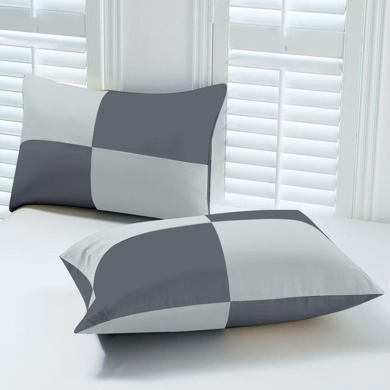 

Set of Two Silky Soft Bamboo Fiber Patchwork Pillowcases with a Cool Feel 48cm x 75cm (Set of Two) темно-сірий/срібло сірий колір
