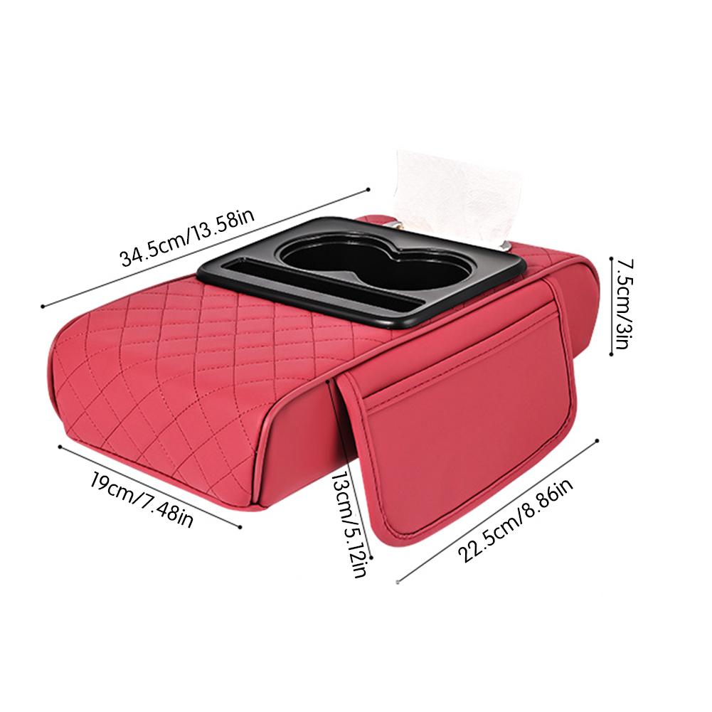 Car Armrest Box 7.5cm Thicken Height Pad Arm Rest Cushion With Pocket Tissue Cup Holder Memory Cotton Elbow Support Height Pad
