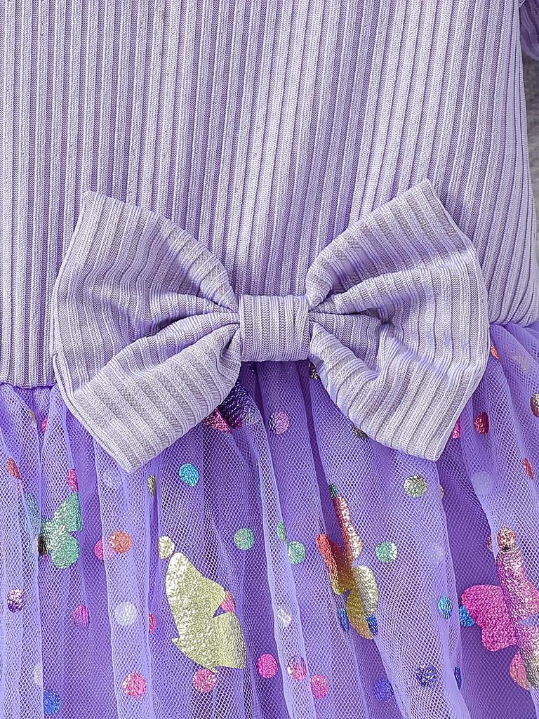 Girls Ruffle Short Sleeve Butterfly Tulle Dress Kids Spring Summer Daily Birthday Party Princess Dress