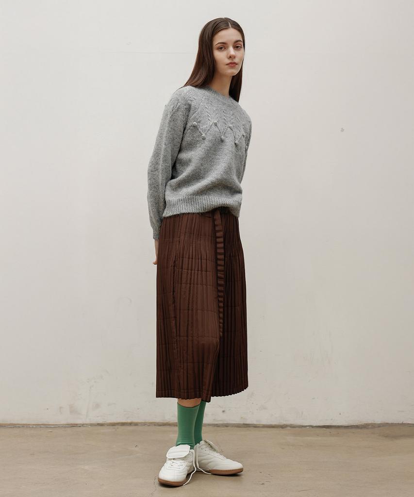 Waiowai Pom Pom Round Knit_Light Gray