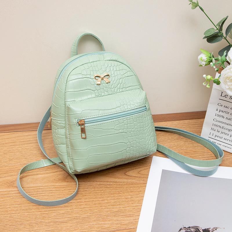 Fresh Style Bow Accent Crocodile Pattern Mini Backpack