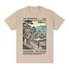 Naoshima Art Island Print T-Shirt Retro Japanese Ukiyo-e Beach Style T-shirts Men Short Sleeve Cotton Casual Oversized T Shirts