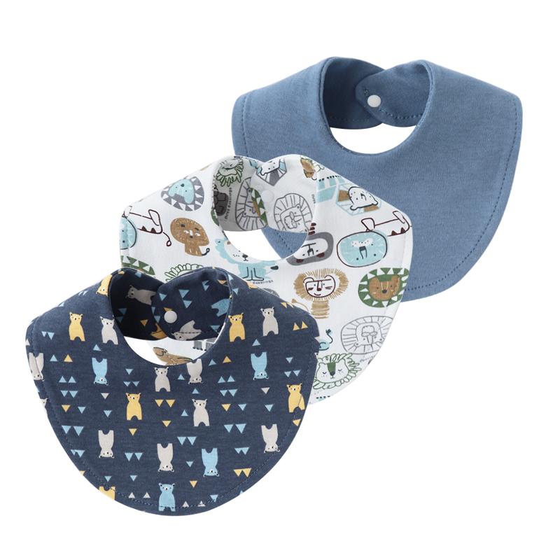 3Pcs Baby Cotton Bibs Burp Cloth Cartoon Print Infant Saliva Towels for Girls Boys Newborn Bib Toddler Stuff Baby Accessories
