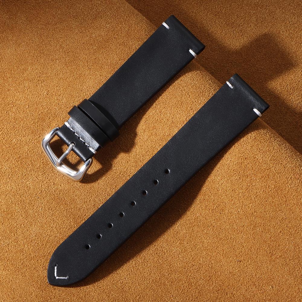 Handmade Stitching Cowhide Strap for Omega Bracelet Vintage Oil Wax Leather Watch Band 18/19/20/21/22/24mm for Seiko Wristband