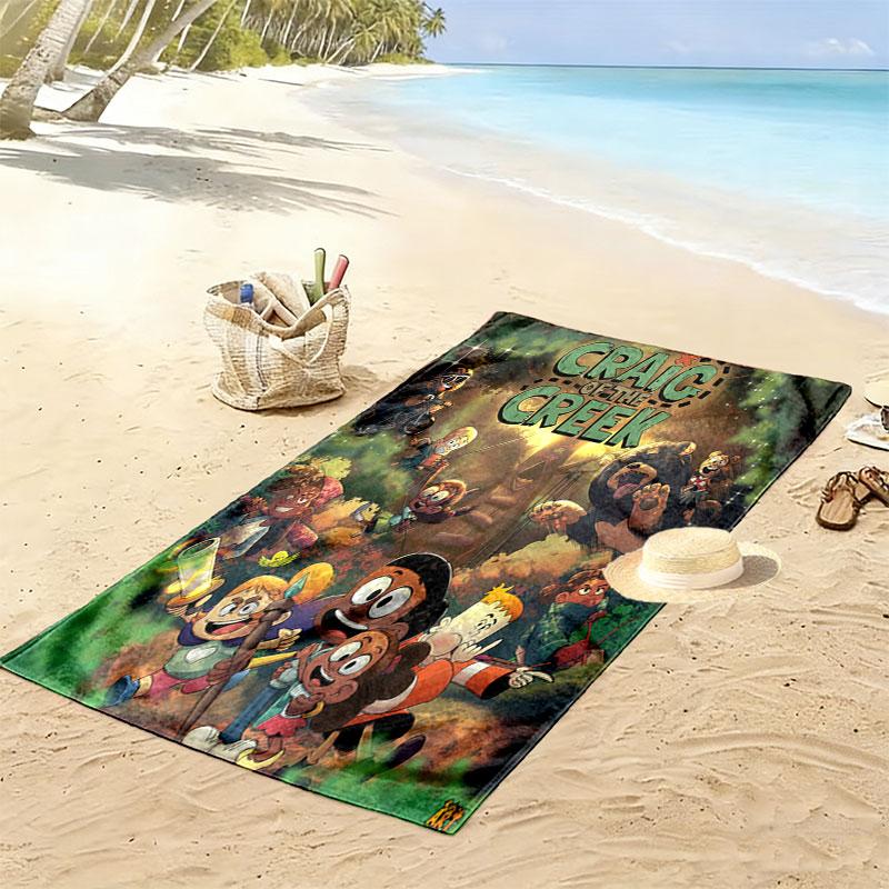 Creek Hideout Print Beach Towel, Large Soft Quick Dry Towel for Beach Camping Swimming