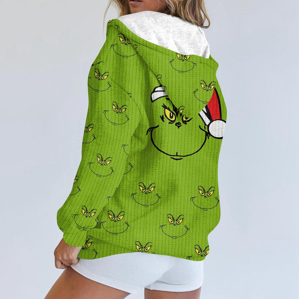 Women's Fashion Jacket Casual Printed Long-sleeved Hooded Cardigan Sweatshirts