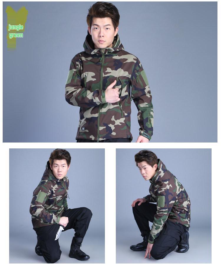 Men's Tactical Leopard Softshell Windbreaker: Waterproof and Windproof Outdoor Training Suit