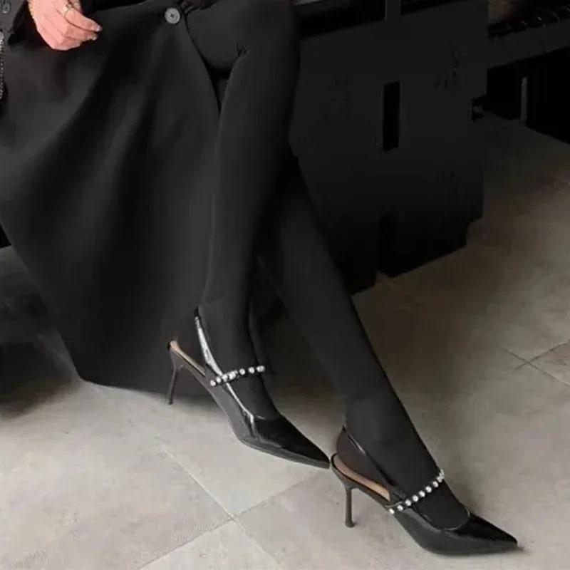 Fashion Crystal Women High Heels Shoes Pointed Toe Elegant Sandals Singback Pumps 2025 Trend Spring New Slides Dress Party