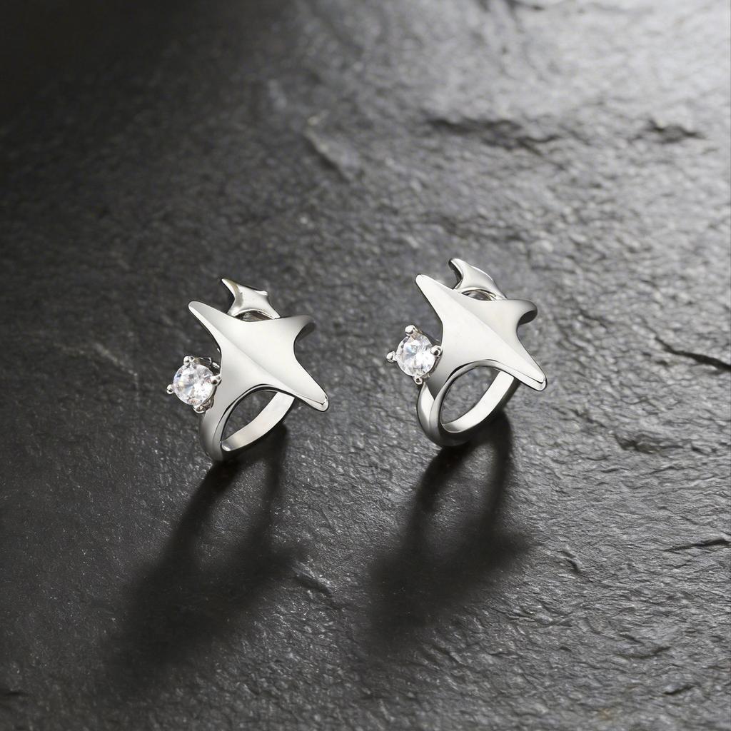 Star Ear Cuff Non Piercing Double Starburst Minimalist Wrap Cartilage Earrings for Women Men Jewelry Gift