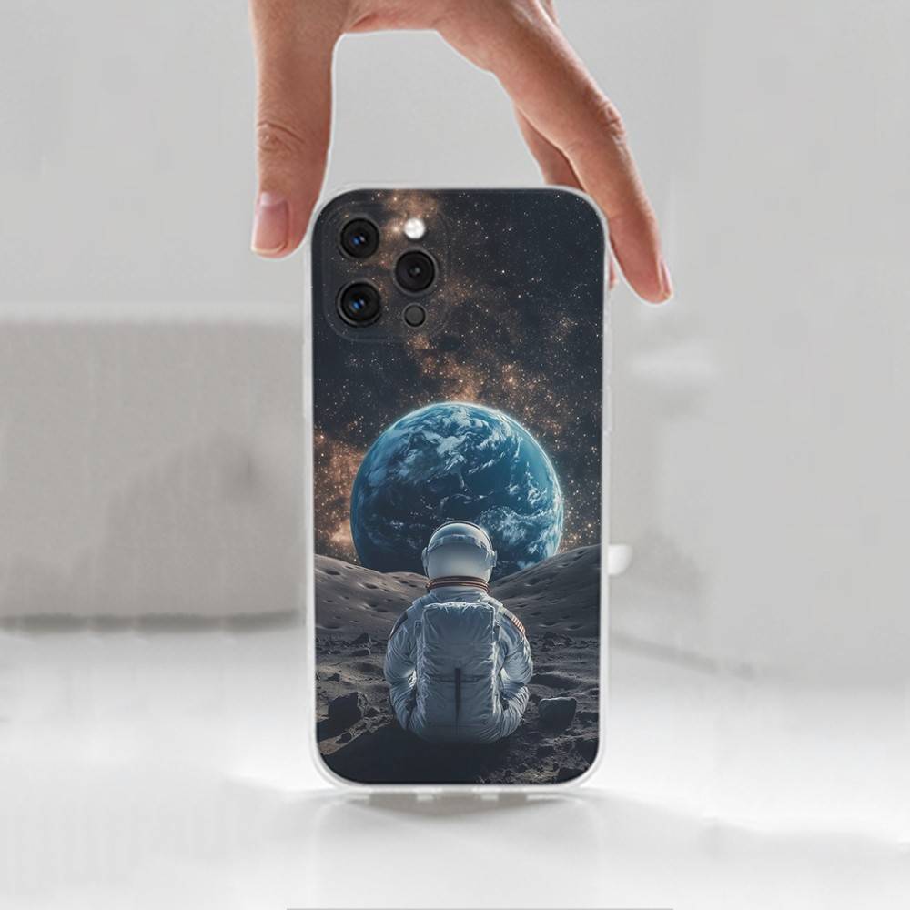Universe Art Astronaut Phone Case For iPhone 14,13,12,11,17,16,15,Pro,Max,Plus,X,XS,XR,SE,Mini Transparent Soft Cover