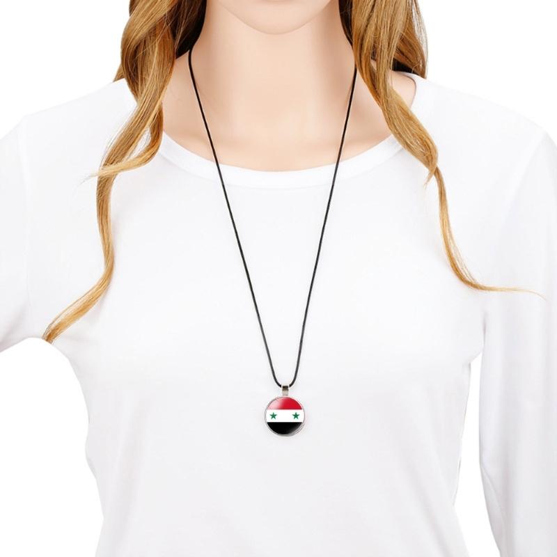 Elegant Syrian Flag Pendant Necklace Symbolizing National Pride and Cultural Identity in Sturdy Materials Casual Wear