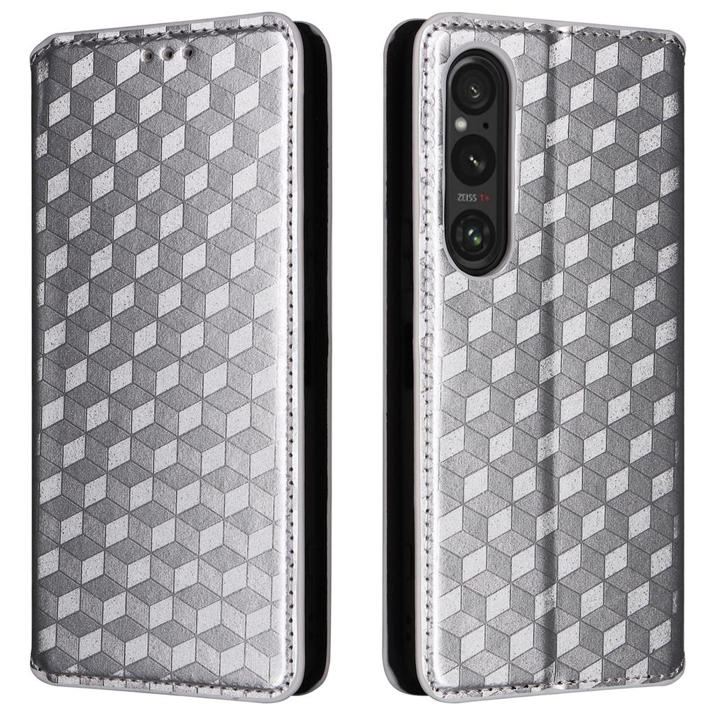 For Sony Xperia 1 VI Case Rhombus Pattern Magnetic Closing Leather Wallet Phone Cover