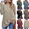 Women's Fashion Casual Solid Color Print Long Sleeve O-Neck Blouses & Shirts