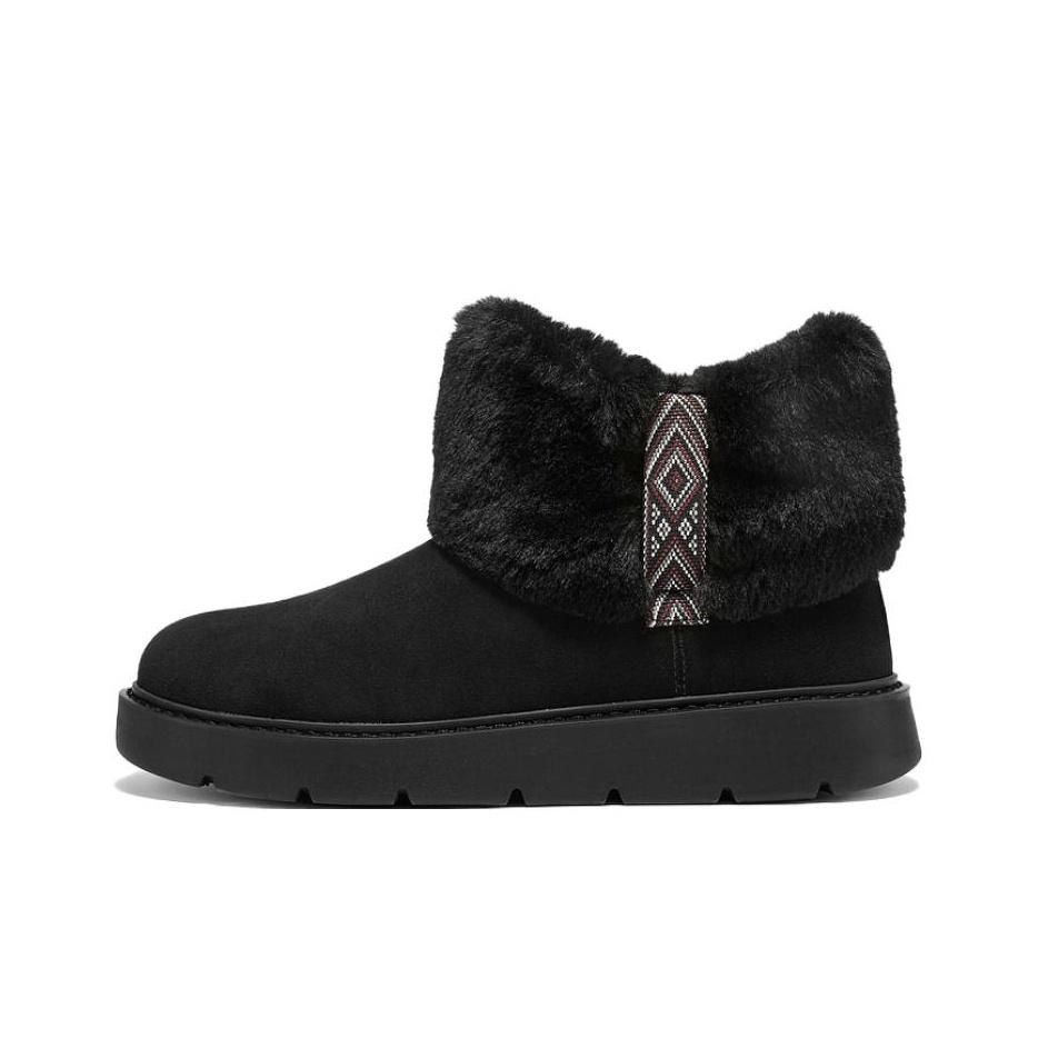 Skechers Warm Height Increasing Comfortable Soft Short Snow Boots Women boots Black 169100-BBK 35