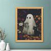 DIY Diamond Painting Kit Cute Ghost and Black Cat Pattern 5D Full Drill Canvas Art Creative Craft Gift for Girls and Adults