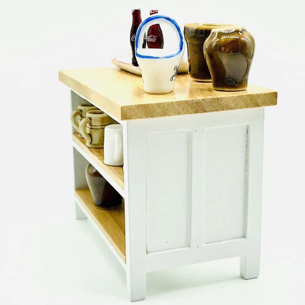 Dollhouse Miniature DIY Cooking Table with Handmade Clay Food Accessories