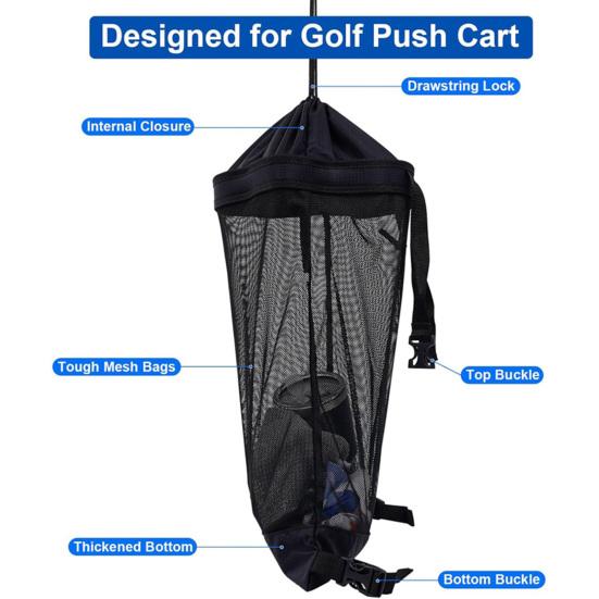 Geantă de depozitare pentru cărucior de golf cu împingere, Geantă extensie spate pentru cărucior de golf, Organizator portabil pentru cărucior cu împingere și tragere, Geantă plasă pentru cumpărături