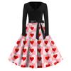 Women's Casual Fashion Christmas Print V-Neck Vintage Dress for Holiday Gatherings
