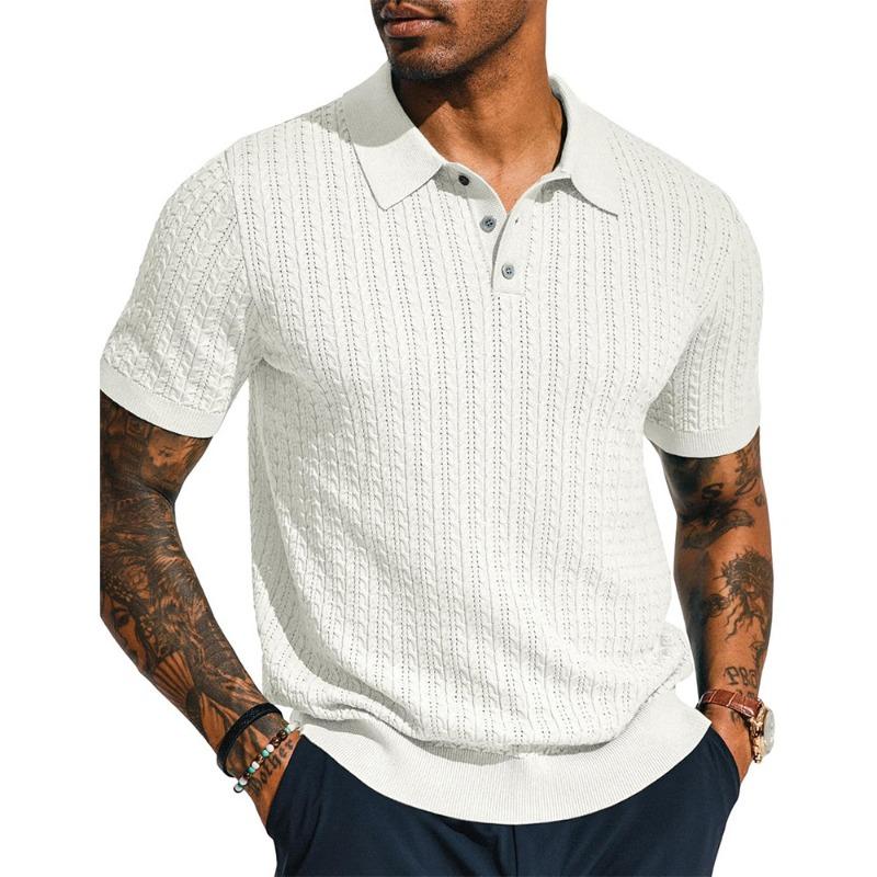 Men S Casual Short Sleeve Knit Polo Shirt Solid Breathable Summer Top S