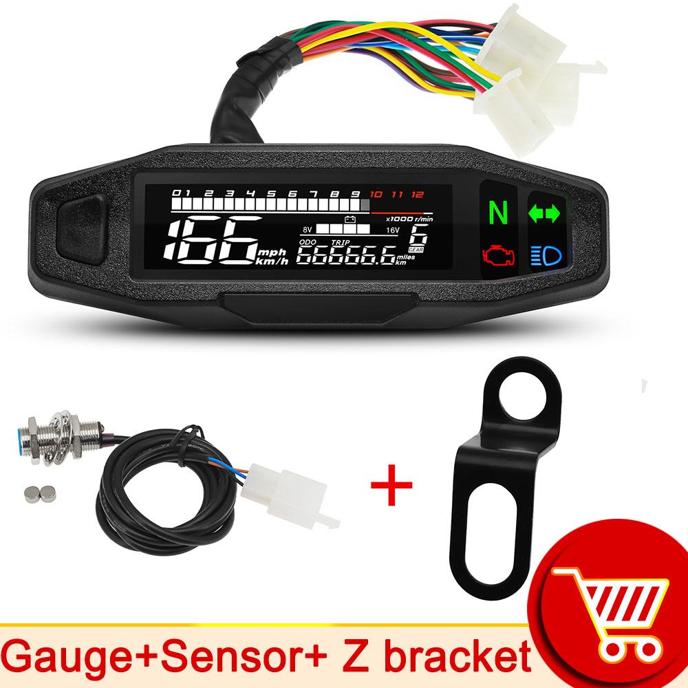 AD With Turn Signal Light Indicator Motorcycle Speedometer Oil Gauge Tachometer Universal Digital Odometer Meter Instrument