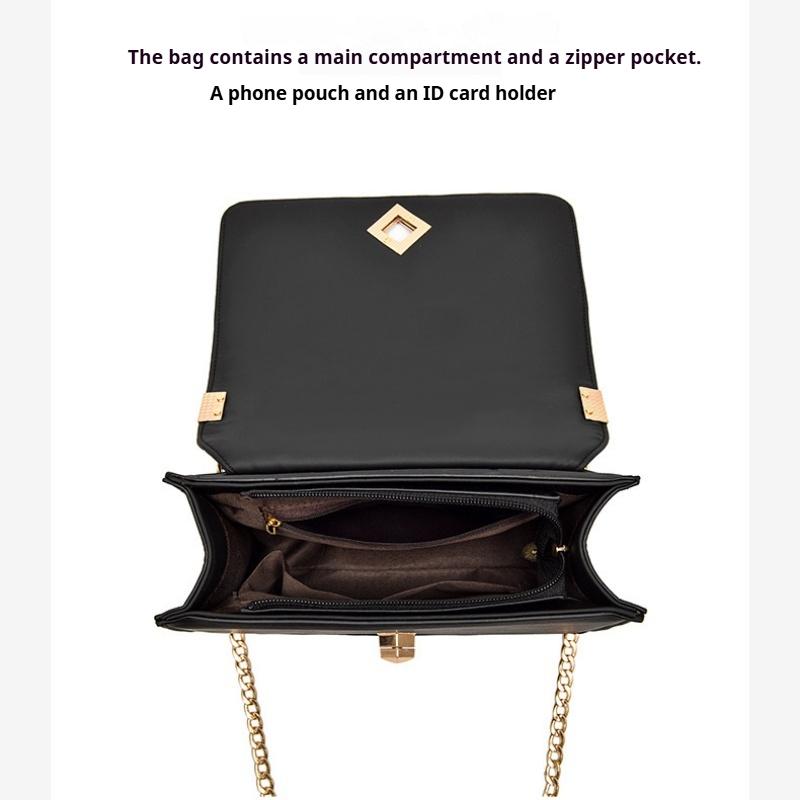 Diamond Chain Bag Fashion Women's Bag PU Soft Leather Small Square Bag Ladies Shoulder Messenger Bag