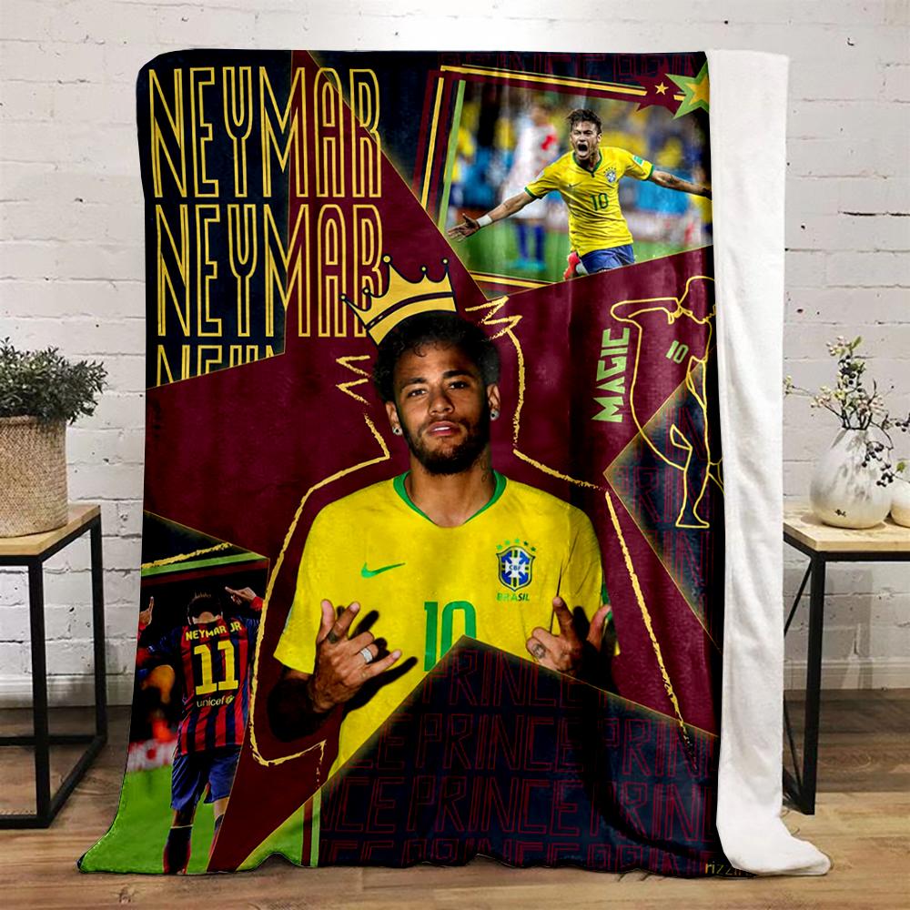 Neymar Football Star Design Flannel blanket for bedroom, living room, sofa, and nap