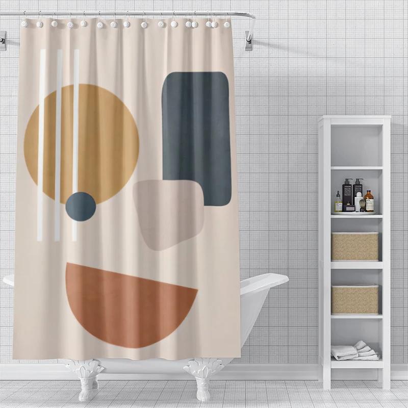 Home shower curtains for bathroom waterproof fabric Modern Nordic style bathroom Curtains shower curtain Abstract morandi plant