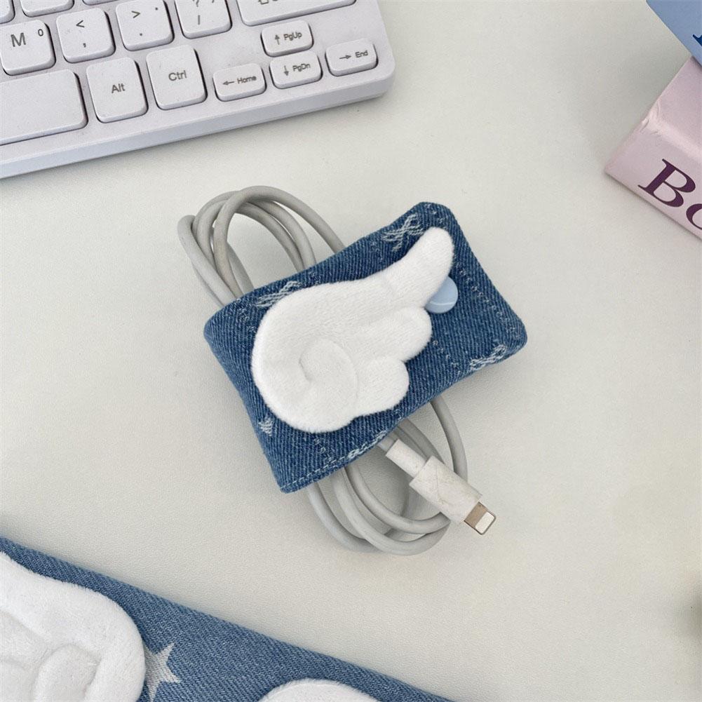 Portable Cable Winding Buckle Cowboy Star Angel Wings Fabric Cable Organizer For Travel Headphone & Charging Cable Storage