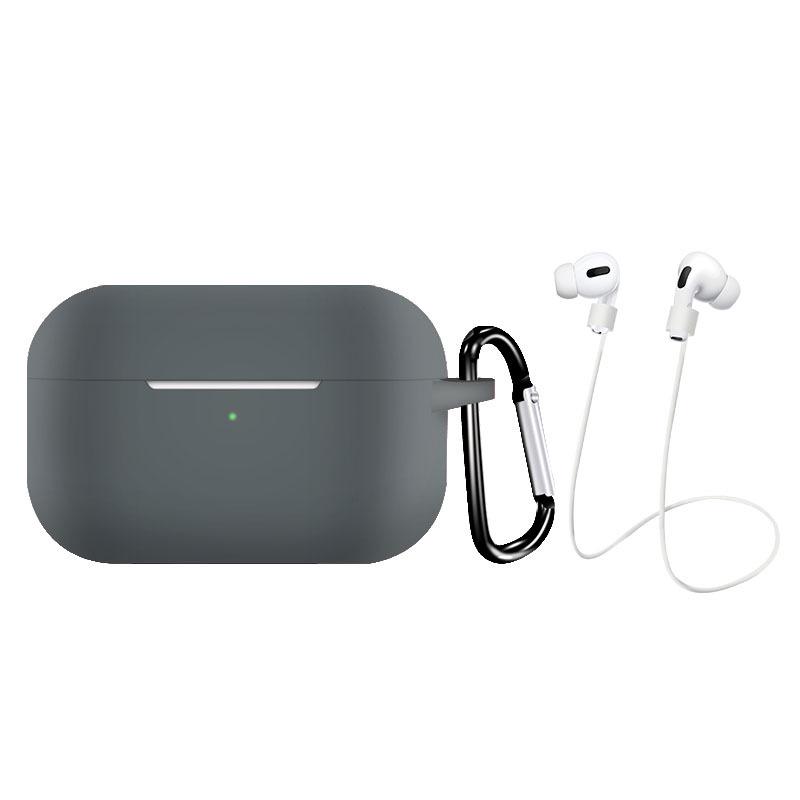 Earphone Protective Case for AirPods Pro Soft Silicone Shell+Ring Holder+Anti-drop Rope Extra