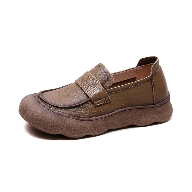 

Модные женские лоферы AIYUQI, ретро, на плоской подошве, 2025 новинка, слипоны, женская обувь, большой размер, удобные, из натуральной кожи, женские кроссовки 43 хаки