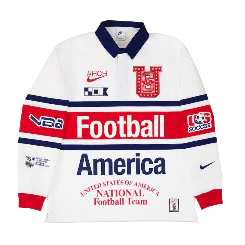 Nike Men's White/Red Usa X V.a.a. Long-Sleeve Rugby Top /Challenge Unisex Tops Im3227-100 Cm