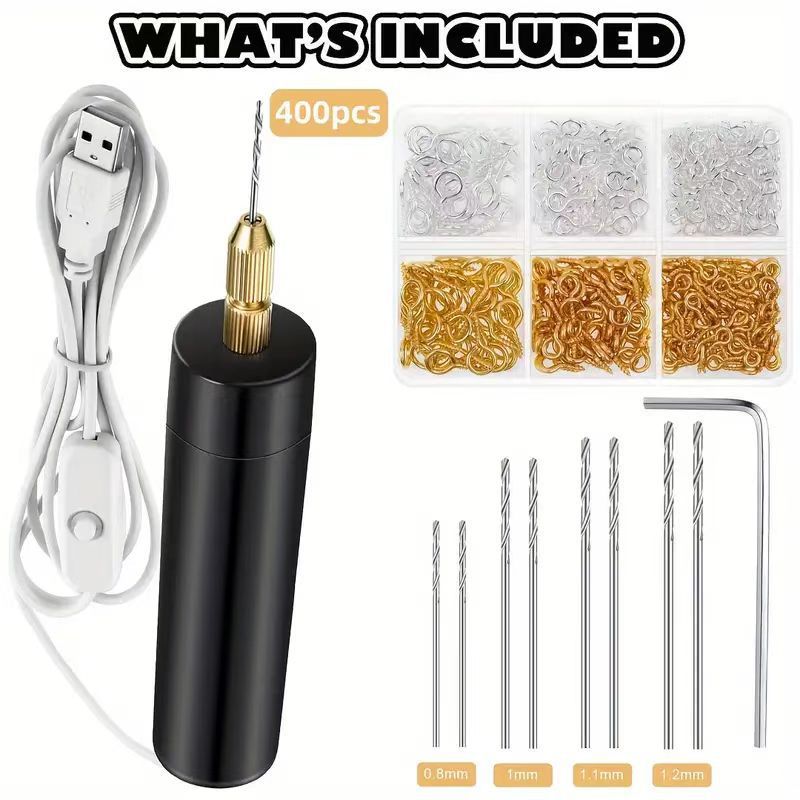 Portable DIY Small Electric Drill USB Electric Drilling Machine Handheld Acrylic Wood Drilling Tool Set