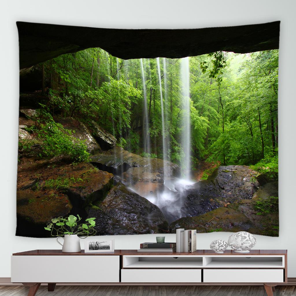 Natural Cave Ocean Landscape Printing Pattern Tapestry Home Living Room Dormitory Wall Decor Background Cloth Tapestry